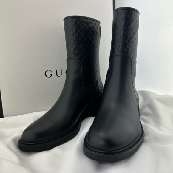 GUCCI  UNCLE LENGTH BLACK LEATHER WITH   MICRO GUCCI - Picture 2 of 2
